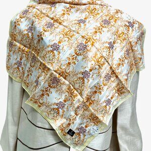 New tag on Lanvin Collection Mini Scarf 23" Cotton/Silke Gold Floral Metalic(89)